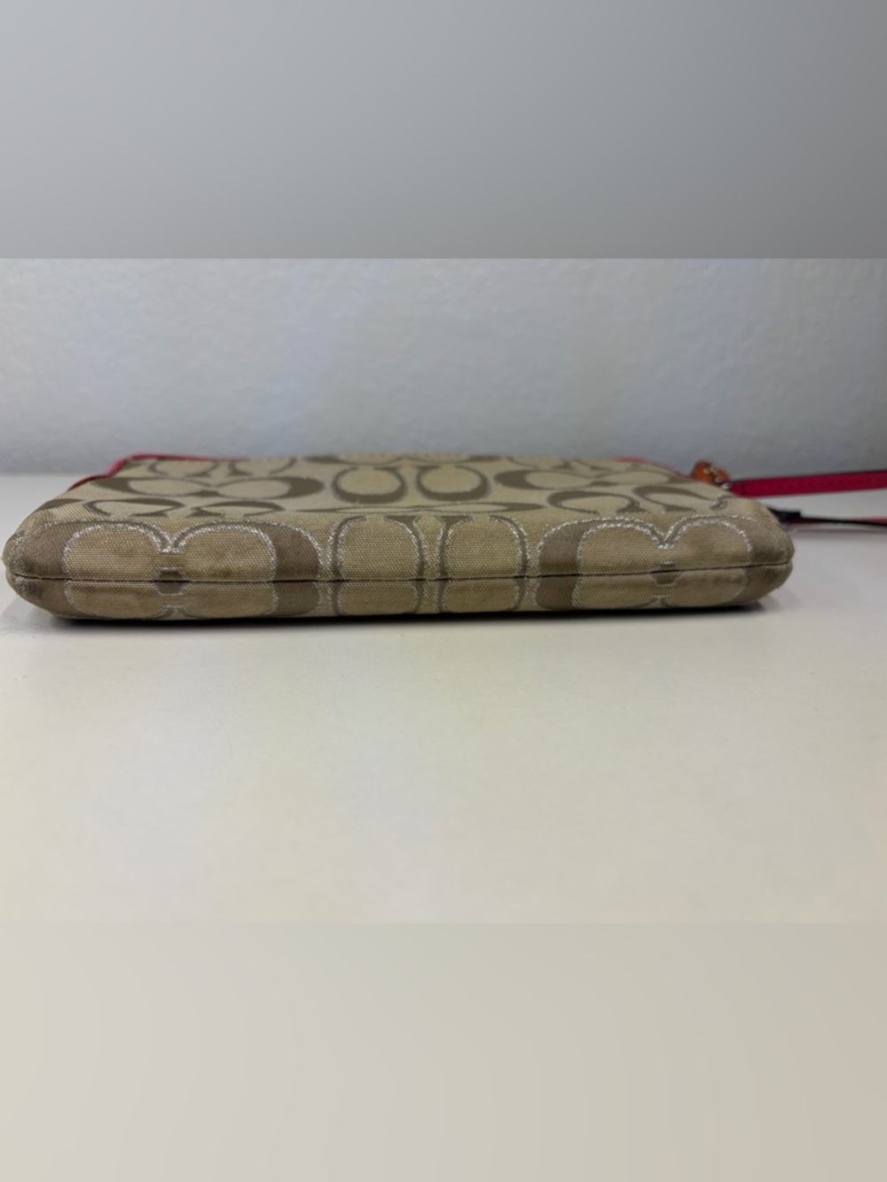 Coach Signature C’s Canvas Wristlet with Pink Trim - Picture 7 of 13